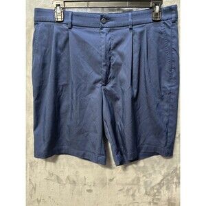 PRO TOUR Men's 36 Navy Blue Golf Chino Shorts Pleated Front Pockets Classic